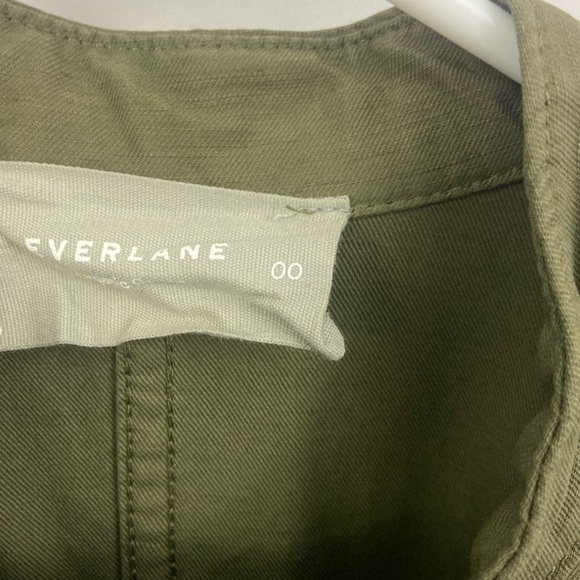 Everlane The Fatigue Utility Short Sleeve Linen Blend Jumpsuit Army Green Sz 00 - Picture 8 of 12
